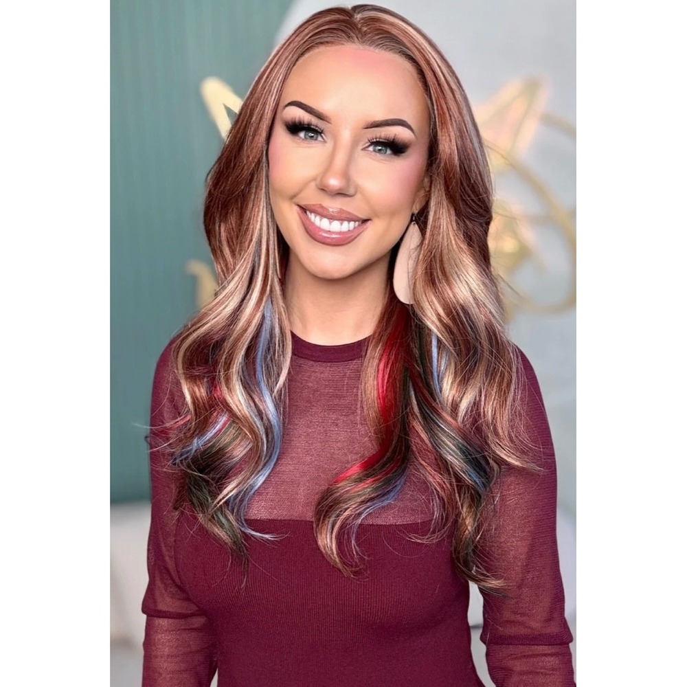 NWT Chelsey Smith Cosmetics CSC Petite Wig Etta (Kaleidoscope) Red, Blue New